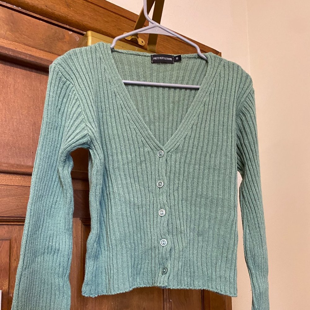 PrettyLittleThing Green Cardigan Size medium